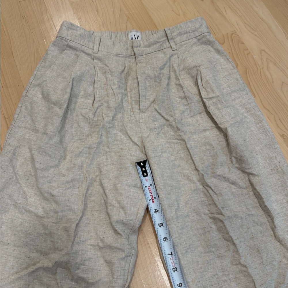 GAP Linen-Blend High Rise Trousers in Natural Beige - Picture 3 of 7